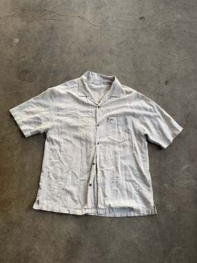 Vintage Rusty Mens Short Sleeve Textured Grid Pattern Button Up Shirt Size Large